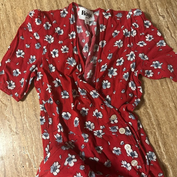 Rouje Gabin Dress Red Floral Midi Dress - Picture 4 of 7